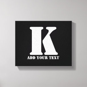 Personalised Monogram Black Custom Modern Text Canvas Print