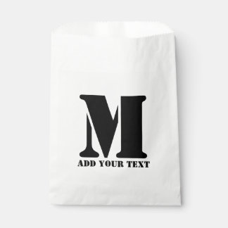 Personalised Monogram Black Custom Modern Text Favour Bags