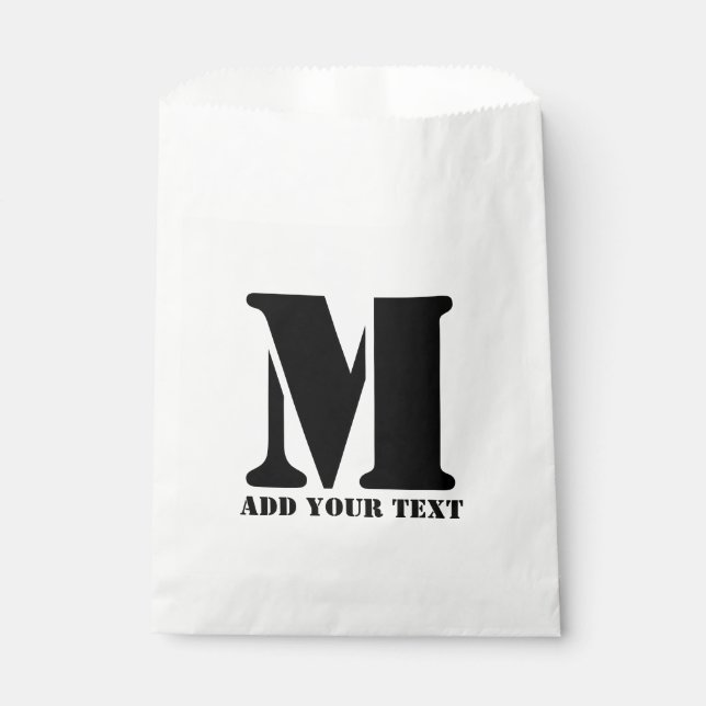 Personalised Monogram Black Custom Modern Text Favour Bags (Front)