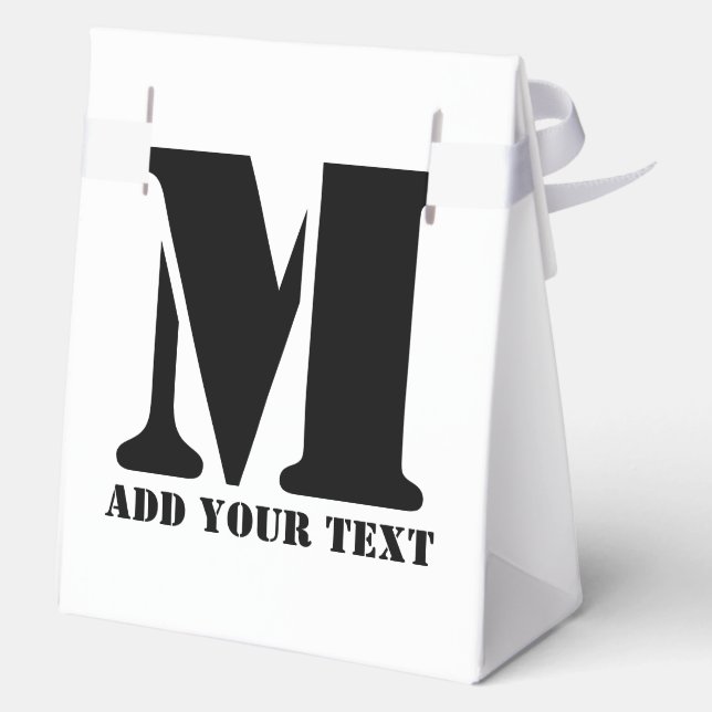 Personalised Monogram Black Custom Modern Text Favour Box (Back)