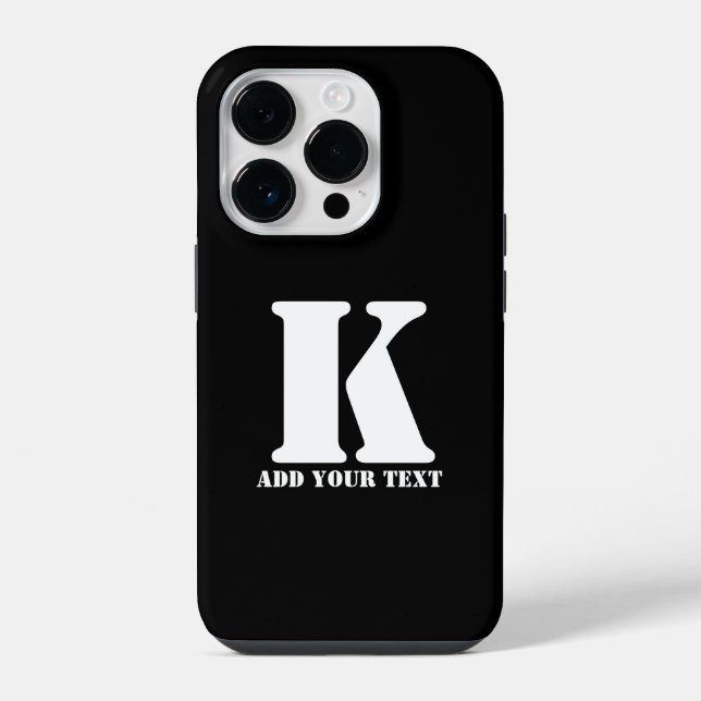 Personalised Monogram Black Custom Modern Text iPhone Case (Back)