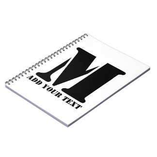 Personalised Monogram Black Custom Modern Text Notebook