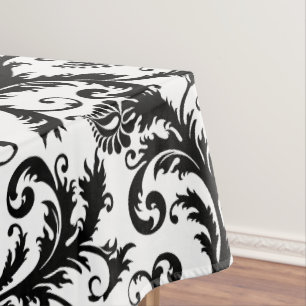 Personalised Monogram Black Damsk Floral Pattern Tablecloth