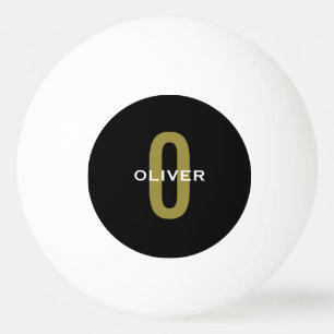 Personalised Monogram Black Gold White Name Ping Pong Ball