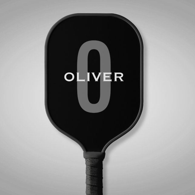 Personalised Monogram Black Grey White Name Pickleball Paddle (Creator Uploaded)