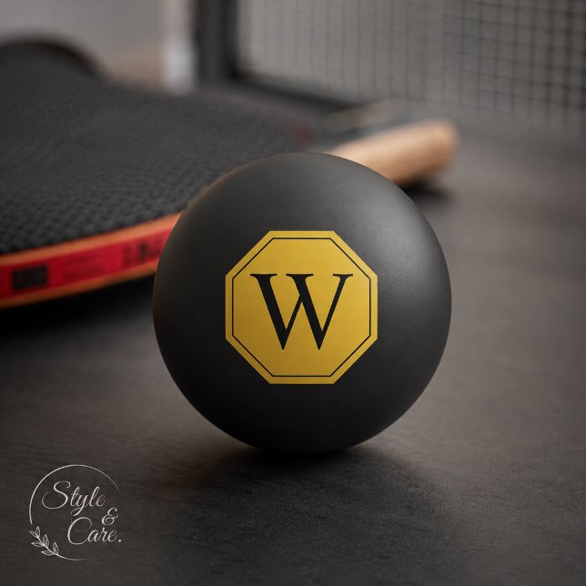 Personalised Monogram Black Ping Pong Ball Design (Personalized Monogram Black Ping Pong Ball Design)