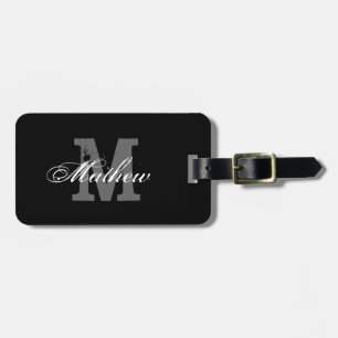 Personalised monogram black travel luggage tag
