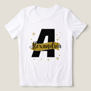 Personalised Monogram Black White Gold Tri-Blend Shirt