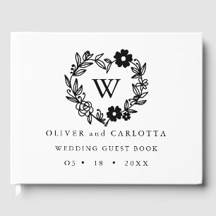 Personalised Monogram Black & White Guest Book