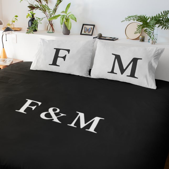Personalised Monogram Black & White Hotel Chic  Decorative Cushion (Creator Uploaded)