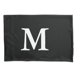 Personalised  Monogram Black White Modern Minimal Pillowcase