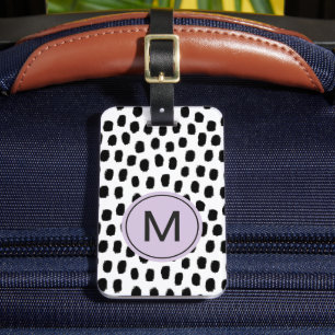 Personalised Monogram Black White Print Luggage Tag