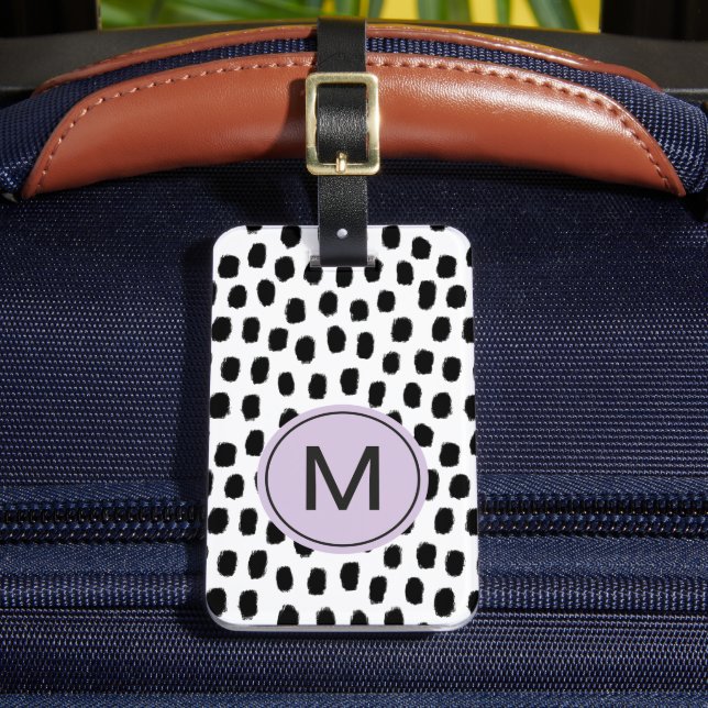 Personalised Monogram Black White Print Luggage Tag (Front Insitu 2)