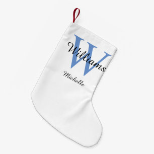 Personalised Monogram Blue Small Christmas Stocking