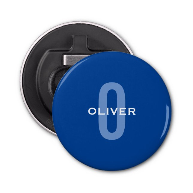 Personalised Monogram Blue White Name Bottle Opener (Front)