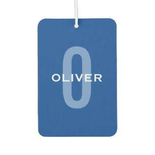 Personalised Monogram Blue White Name Car Air Freshener