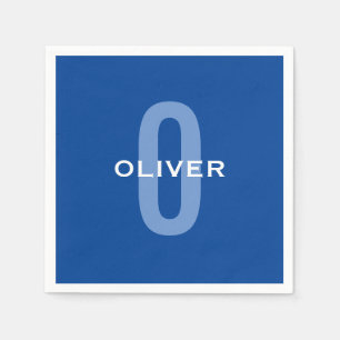 Personalised Monogram Blue White Name Napkin