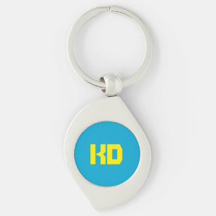 Personalised Monogram Blue, Yellow  Key Ring