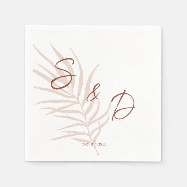 Personalised Monogram Boho Wedding Napkin (Front)