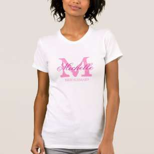 Personalised monogram bridesmaid tee shirts   pink