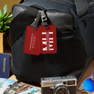 Personalised Monogram Burgundy Luggage Tag