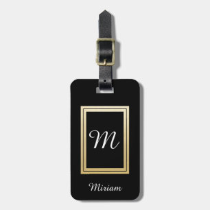 Personalised Monogram Business Gold Black Luggage Tag
