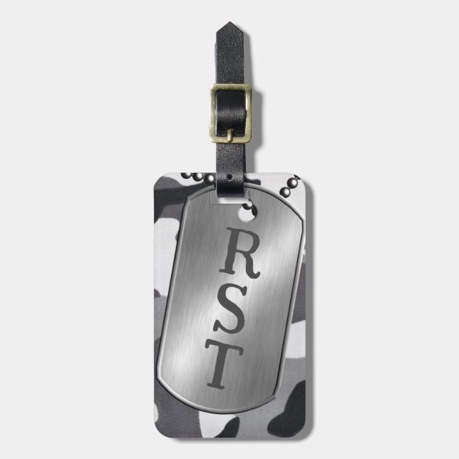 Personalised Monogram Camouflage Military Dog Tags (Front Vertical)