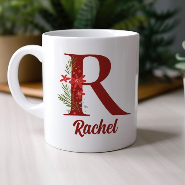Personalised Monogram Christmas Hot Chocolate Coffee Mug (Monogram Personalized Christmas Gift Mug)