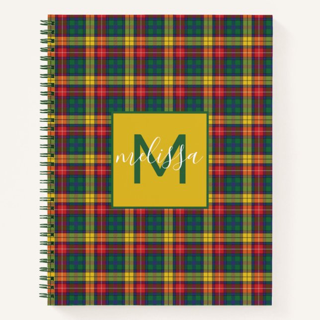 Personalised Monogram Clan Buchanan Tartan Plaid Notebook (Front)