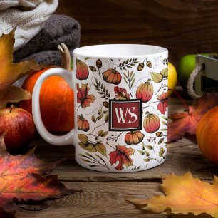 Personalised Monogram Colourful Autumn Harvest Coffee Mug