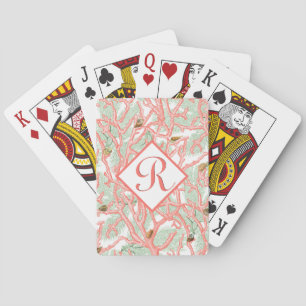 Personalised Monogram Coral Branches Seashells Playing Cards