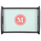 Personalised Monogram Coral & Seafoam Geometric
