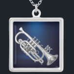 Personalised Monogram Cornet Gift Silver Plated Necklace<br><div class="desc">Text is for you to personalise/customise or delete if desired. Feel free to change the font,  text colour,  size of the text.</div>
