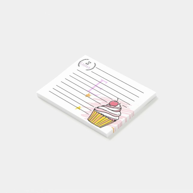 Personalised  Monogram Cupcake Post-It Notes (Angled)