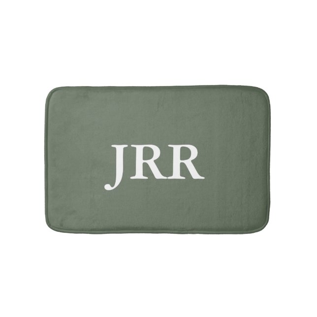 Personalised Monogram Deep Lichen Green Bath Mat (Front)