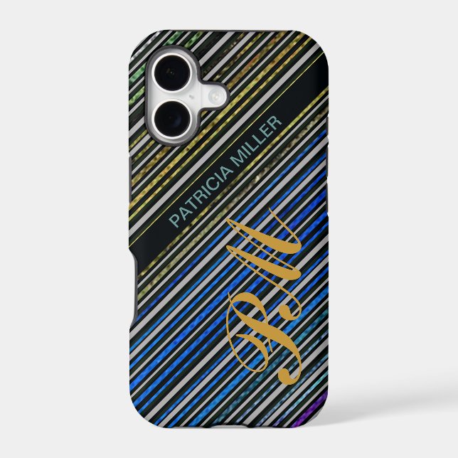 personalised monogram diagonal stripes (Back)