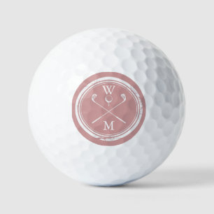 Personalised Monogram Dusty Rose Pink Golf Balls