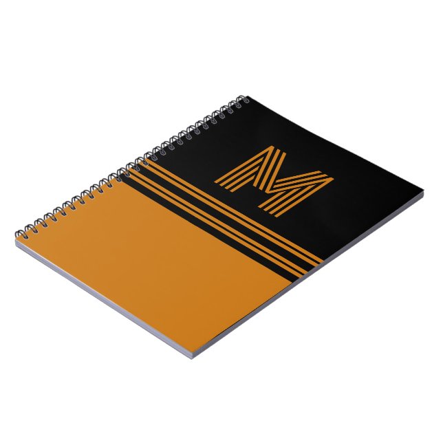 Personalised  Monogram Elegant Black &Brown Notebook (Left Side)