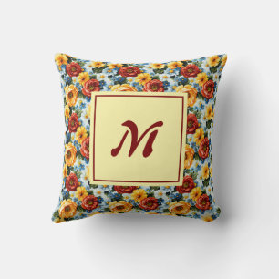 Personalised Monogram – Elegant Modern Floral Cushion