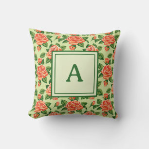 Personalised Monogram - Elegant Modern Floral  Cushion