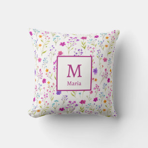 Personalised Monogram - Elegant Modern Floral  Cushion