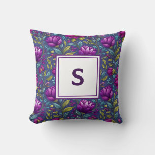 Personalised Monogram – Elegant Modern Floral Cushion