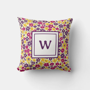 Personalised Monogram - Elegant Modern Floral  Cushion