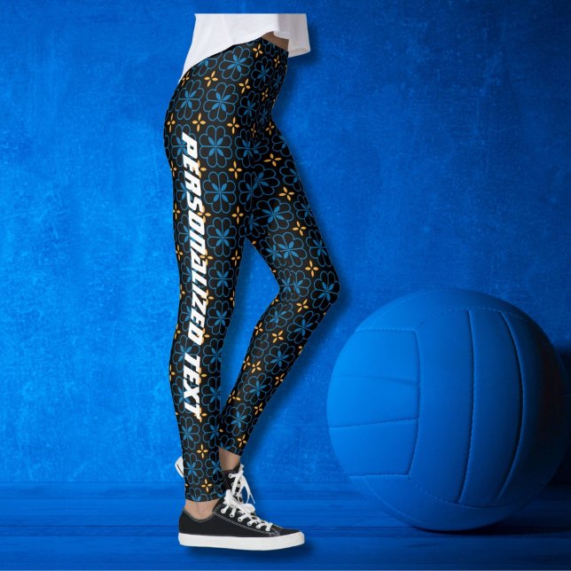 Personalised Monogram Elegant Pattern Leggings (Unique Custom Monogram Name and Mediterranean Pattern Leggings)