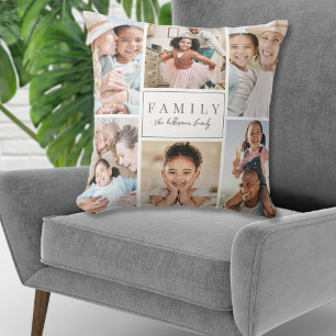 Personalised Monogram Family Photo Collage Cushion