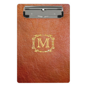 Personalised Monogram Faux Leather Mini Clipboard