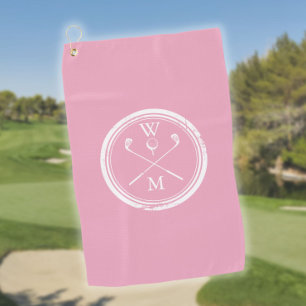 Personalised Monogram Feminine Pink Golf Towel