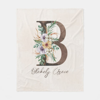 Personalised Monogram Fleece Blanket, Initial B Blanket