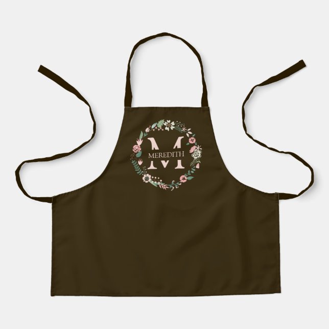 Personalised Monogram Floral Apron (Front)