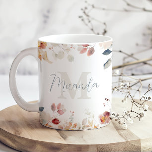 Personalised Monogram Floral Coffee Mug